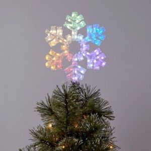 NWT  LED acrylic multicolored snowflake Christmas tree topper plug in dew drop